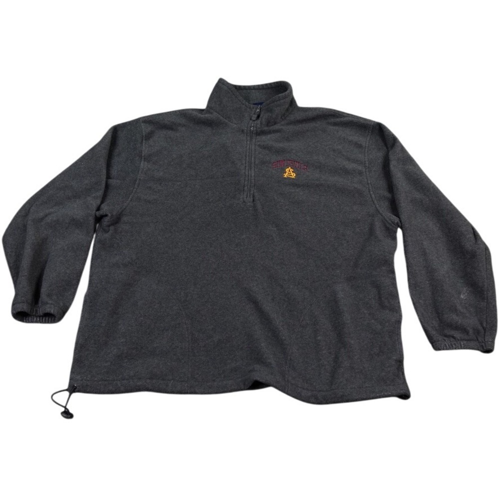 AS Sports Fleece Pullover Men 2XL Gray Sun Devils Logo Quarter Zip Gorpcore